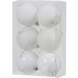 12x Witte kunststof kerstballen 8 cm - Glans/mat/glitter - Onbreekbare plastic kerstballen wit