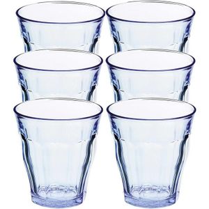 16x Drinkglazen/waterglazen Prisme blauw 275 ml - Koffie/thee glazen Prisme 275 ml