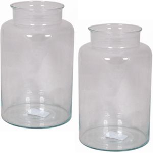 Set van 3x stuks glazen melkbus vaas/vazen 9 liter met smalle hals 19 x 30 cm - Bloemenvazen van glas