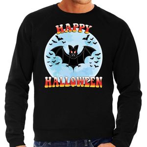 Happy Halloween vleermuis verkleed sweater zwart voor heren - horror vleermuis trui / kleding / kostuum