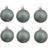 18x Mintgroene glazen kerstballen 8 cm - Glans/glanzende - Kerstboomversiering mintgroen