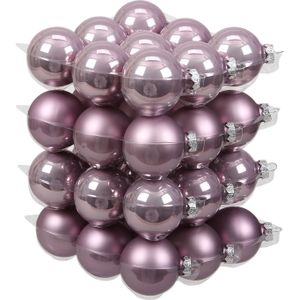 72x Kerstversiering kerstballen salie paars (lilac sage) van glas - 6 cm - mat/glans - Kerstboomversiering