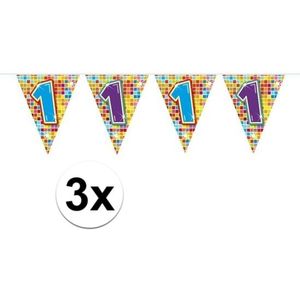 3x Mini vlaggenlijn / slinger - verjaardag 1 jaar - 300 cm