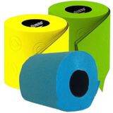 3x Gekleurd toiletpapier rollen 140 vellen - Turquoise/groen/geel thema feestartikelen decoratie - WC-papier/pleepapier