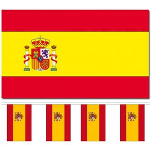 Bellatio Decorations - Vlaggen versiering - Spanje - Vlag 90 x 150 cm en vlaggenlijn 3m