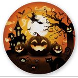 Fiestas Guirca Halloween/horror pompoen bordjes - 18x - zwart - papier - D23 cm