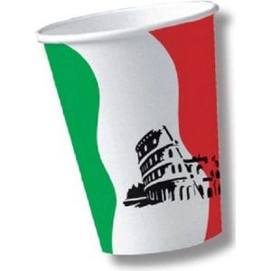 20x stuks Italie thema wegwerp bekers/bekertjes - Italiaanse vlag feestartikelen/versiering