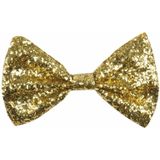 2x stuks goud glitter verkleed vlinderstrikjes 11 cm voor dames/heren - feest/verkleedaccessoires voor volwassenen