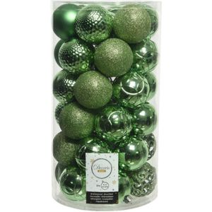 Decoris Kerstballen - 37 stuks - kunststof - mix groen - 6 cm