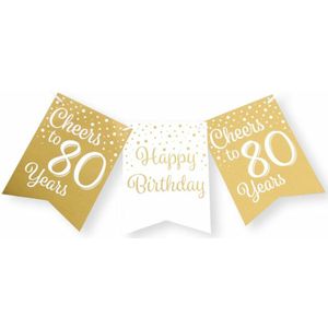 Paperdreams Vlaggenlijn 80 jaar - verjaardag slinger - karton - wit/goud - 600 cm