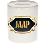 Jaap naam cadeau spaarpot met gouden embleem - kado verjaardag/ vaderdag/ pensioen/ geslaagd/ bedankt