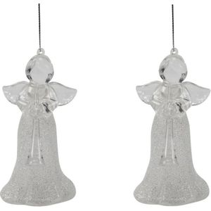 2x stuks acryl kersthangers engel 12 cm kerstornamenten - Acryl ornamenten kerstversiering
