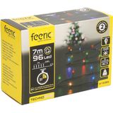 Feeric lights feestverlichting lichtsnoer - gekleurd - 7 m- 96 led lampjes - zwart snoer - batterij