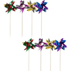 Tapas/Hapjes/taartjes/gebakjes kinder verjaardag molentjes cocktail prikkers metallic kleuren 100x stuks 17 cm