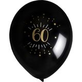 Santex verjaardag leeftijd ballonnen 60 jaar - 24x stuks - zwart/goud - 23 cm - Feestartikelen