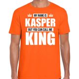 Naam cadeau My name is Kasper - but you can call me King t-shirt oranje heren - Cadeau shirt o.a verjaardag/ Koningsdag