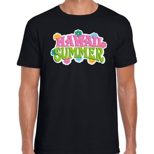 Hawaii summer t-shirt zwart voor heren - Zomer kleding
