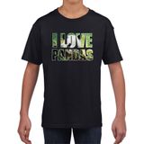 I love pandas t-shirt zwart kids - panda beren dieren t-shirt / kleding - cadeau t-shirt / panda shirts - kinderkleding / kleding