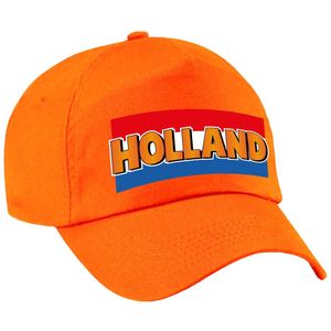 Holland fan pet / cap - oranje - met Nederlandse vlag - kinderen - EK / WK / Koningsdag - supporter petje / kleding
