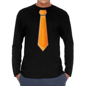 Bellatio Decorations Verkleed shirt voor heren - stropdas oranje - zwart - carnaval - foute party