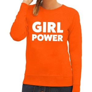 Girl Power tekst sweater oranje dames - dames trui Girl Power - oranje kleding