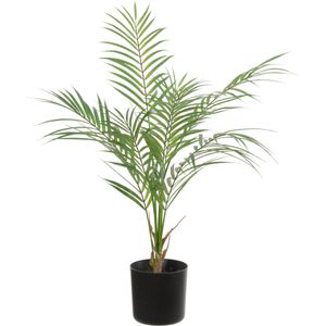 Groene areca palm/goudpalm kunstplant in zwarte kunststof pot 60 cm - Dypsis Lutescens - Woondecoratie