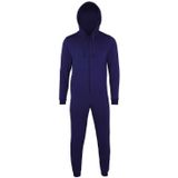 Warme onesie/jumpsuit navy blauw voor heren - huispakken volwassenen