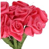 Rayher Decoratie roosjes satijn - 6x - bosje van 12 - fuchsia roze - 12 cm - hobby/DIY bloemetjes