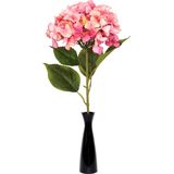 DK Design Kunstbloem Hortensia tak - fuchsia roze - 109 cm - losse steel - Kunst zijdebloemen