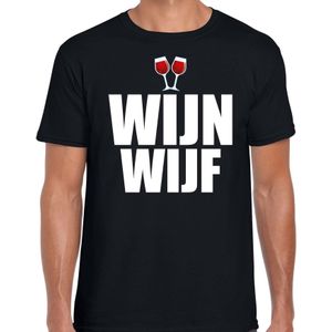 Wijn wijf t-shirt zwart voor heren - Drank / wijn fun t-shirts