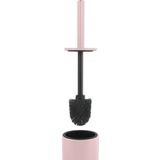 Spirella Luxe Toiletborstel in houder Cannes - 2x - lichtroze - metaal - 40 x 9 cm - met binnenbak