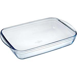 Rechthoekige glazen ovenschaal 3,6 liter 39 x 24 x 6 cm - Ovenschotel schalen - Bakvorm