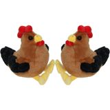 Set van 2x Stuks Pluche Knuffel Dieren Kip Vogel van 15 cm - Speelgoed Kippen Knuffels