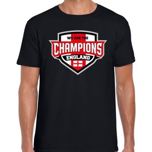 We are the champions England t-shirt met schild embleem in de kleuren van de Engelse vlag - zwart - heren - Engeland supporter / Engels elftal fan shirt / EK / WK / kleding