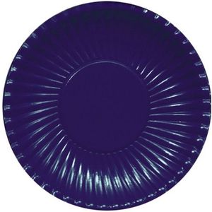 50x Platte kartonnen bordjes donkerblauw/navy 23 cm - Wegwerpborden van karton - Feestbordjes - Feestartikelen tafeldecoratie