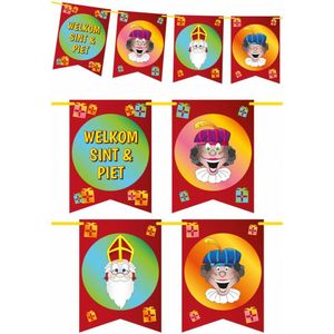 Set van 10x stuks Sinterklaas Welkom Sint en Piet slinger/vlaggenlijn - 6 meter - Sinterklaas feestslingers