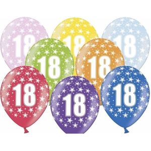 24x stuks verjaardag ballonnen 18 jaar thema met sterretjes - Leeftijd feestartikelen/versiering
