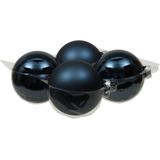 12x stuks kerstversiering kerstballen donkerblauw van glas - 10 cm - mat/glans - Kerstboomversiering