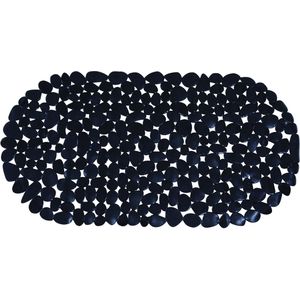 MSV Douche/bad anti-slip mat - badkamer - pvc - zwart - 39 x 99 cm - zuignappen - steentjes motief