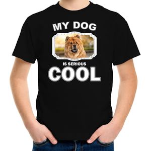 Chow chow honden t-shirt my dog is serious cool zwart - kinderen - Chow chows liefhebber cadeau shirt - kinderkleding / kleding
