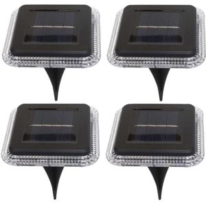 Progarden Buiten lampje/prik spots - set 4x - solar verlichting - tuinpad/planten verlichting - 8 LEDs - D10 cm