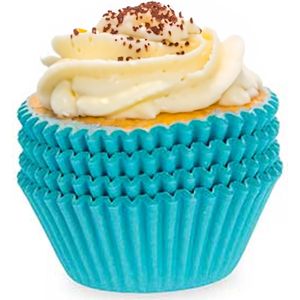 Kinvara Muffin en cupcakes maken vormpjes - papier - blauw - set 100x stuks - dia 10 cm - zelf taartjes maken