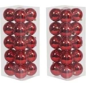 40x Rode kunststof kerstballen 8 cm - Glans - Onbreekbare plastic kerstballen - Kerstboomversiering Rood