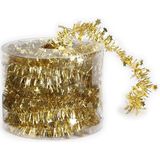 2x Dunne kerstslingers goud 3,5 x 700 cm - Guirlandes folie lametta - Gouden kerstboom versieringen