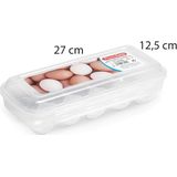 Plasticforte Eierdoos - koelkast organizer eierhouder - 10 eieren - transparant - kunststof - 27 x 12,5 cm