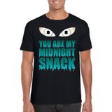 Halloween zombie t-shirt zwart heren met enge ogen - You are my midnight snack