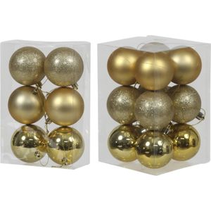 Kerstversiering/kerstboom set mat/glans mix kerstballen in kleur goud 6 en 8 cm diameter - 36x stuks kerstballen