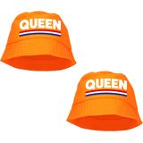 4x stuks queen bucket hat - oranje - Koningsdag/ EK/ WK - Holland vissershoedje