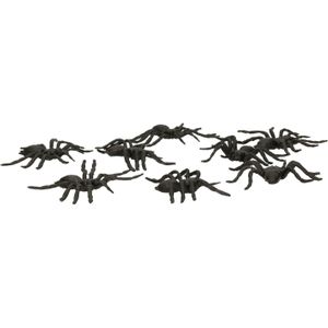 Fiestas Nep spinnen/spinnetjes 6 cm - zwart - 8x stuks - Horror/griezel thema decoratie beestjes