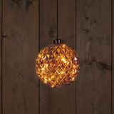 Anna Collection verlichte kerstbal glas - antiek goud -D15 cm- 15 leds
